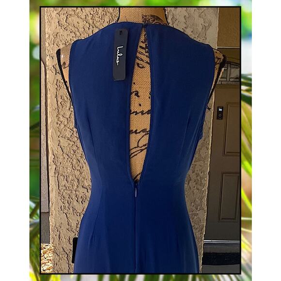 Lulus Lovely Arrival Dark Blue Chiffon Ruffle Tiered Maxi Dress Size L - Picture 6 of 11